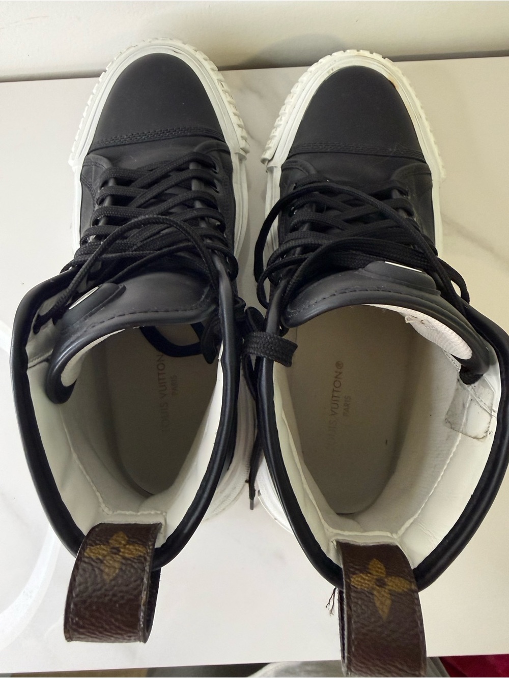 Louis Vuitton LV Squad Black Leather High Top Sneakers 39.5 - Picture 4 of 9